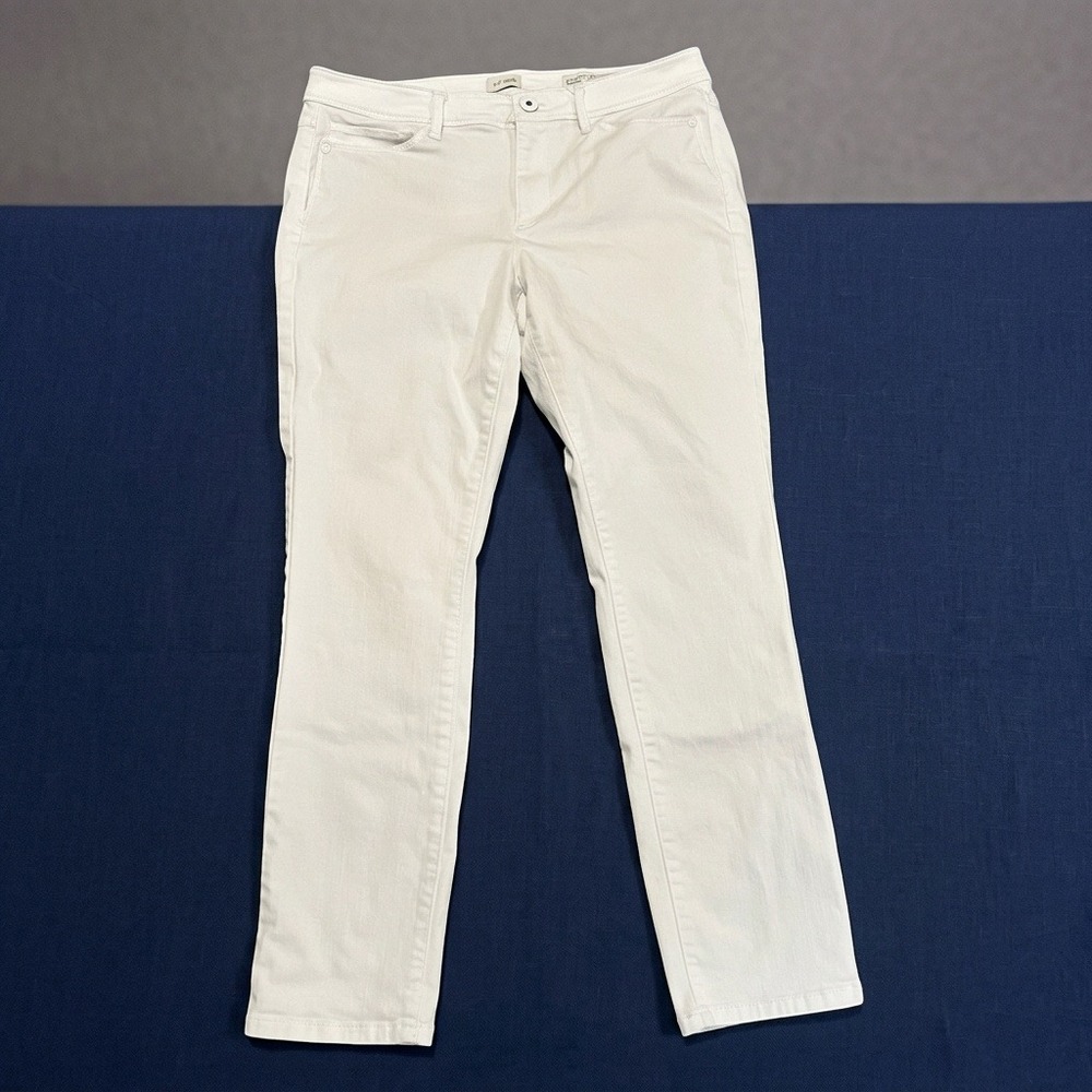 J Jill Authentic Fit Slim Ankle Jeans Womens 8 Off White Stretch Denim Pants